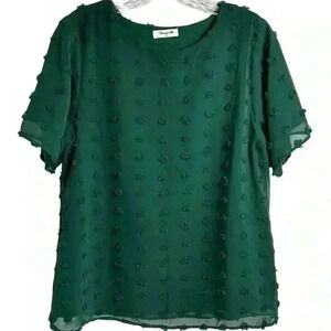 Blooming Jelly Women's Green Short Sleeve Blouse Size M Casual Top‎